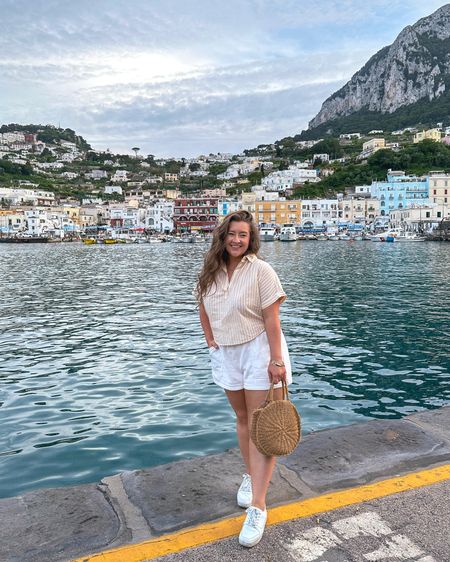 My striped blouse is under $20 rn and I found some white sweatshorts similar to these! My white sneakers are also under $20 and so comfy  

#LTKcurves #LTKtravel #LTKshoecrush