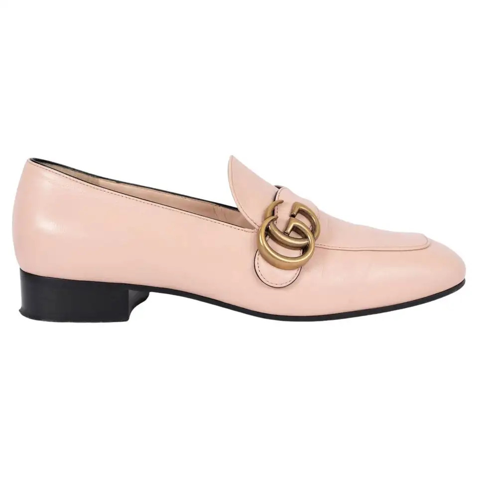 GUCCI light pink leather GG MARMONT Loafers Shoes 37.5 | 1stDibs