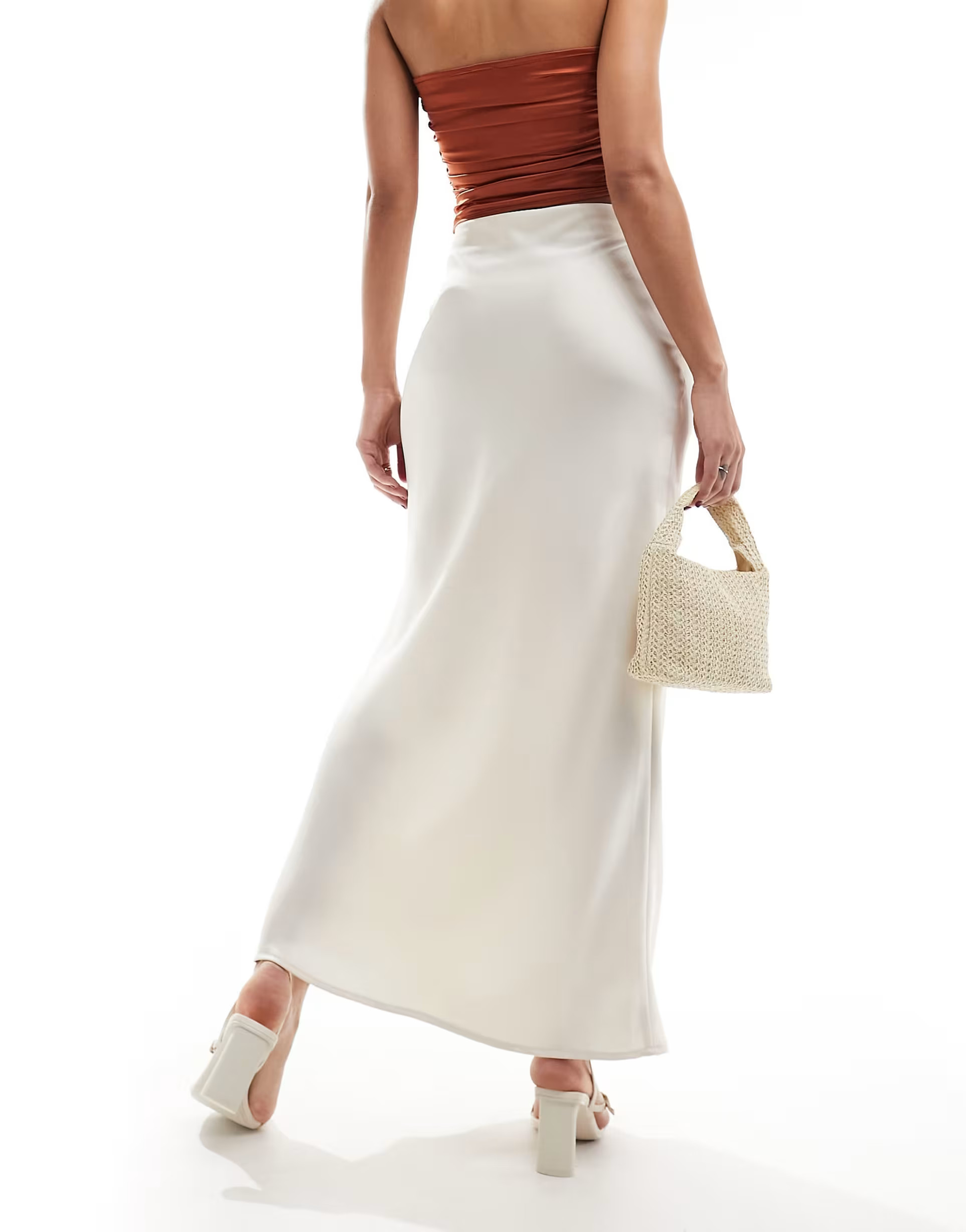 Pretty Lavish satin maxi skirt in oyster | ASOS (Global)