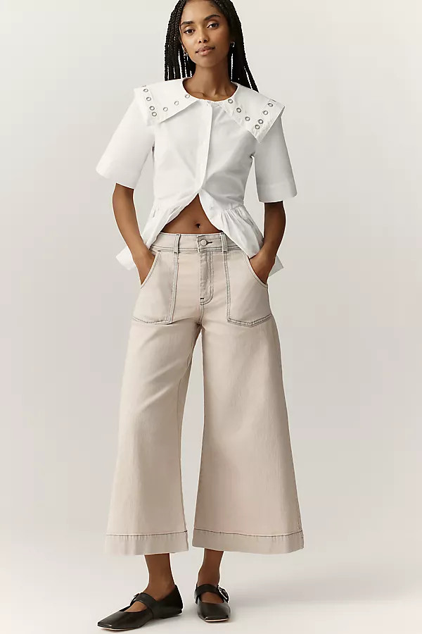 Sienna Crop High-Rise Wide-Leg Jeans | Anthropologie (US)