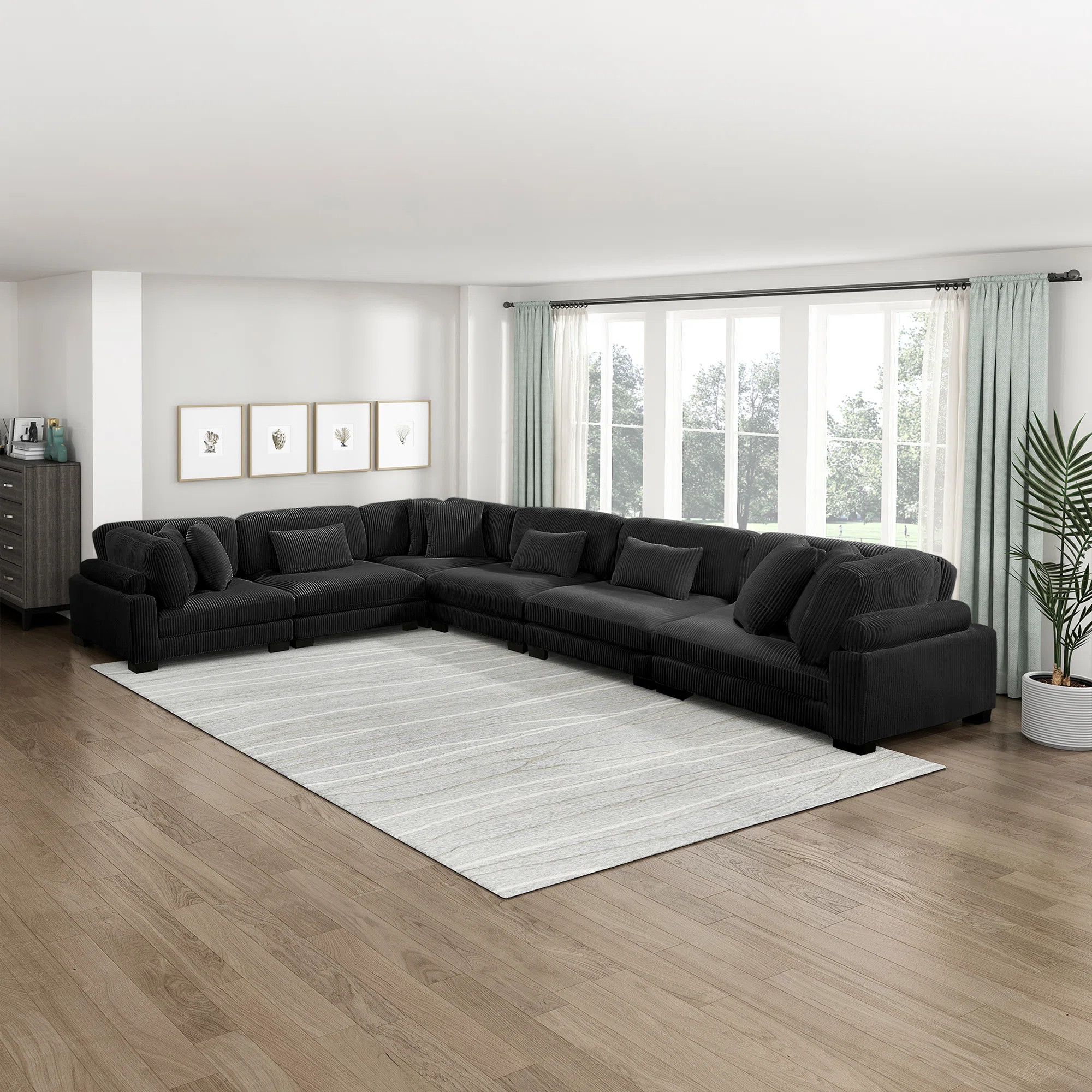 Brinsley 6 Piece 180" Modern Corduroy Track Arm Modular Sectional Sofa | Wayfair North America