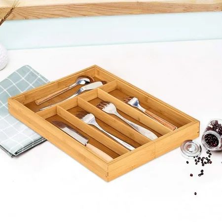 Bamboo Expandable Drawer Organizer Kitchen Premium Cutlery And Utensil Tray | Walmart (US)