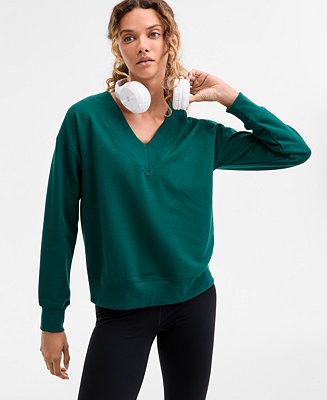 ID Ideology Women's Fleece V-Neck Sweatshirt, Created for Macy's - Macy's | Macy's