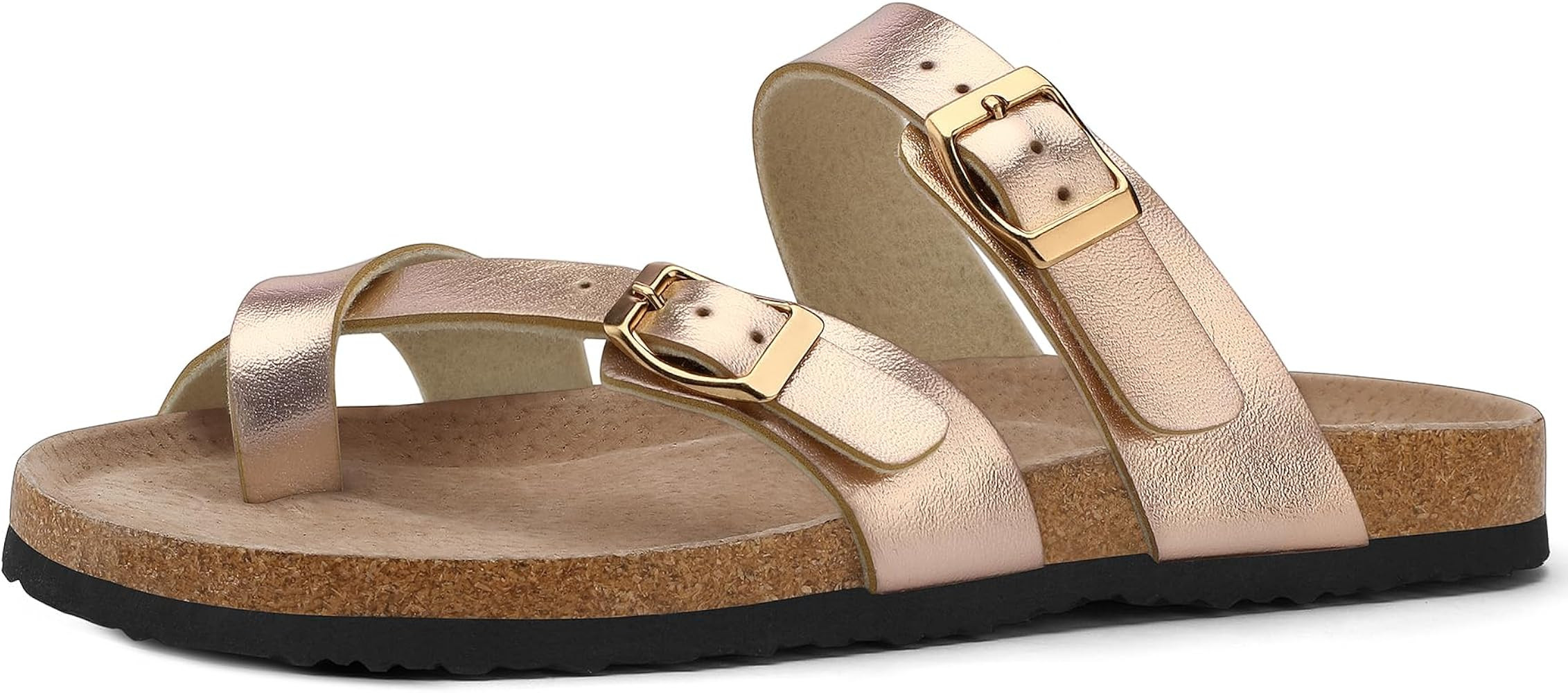 mysoft Women's Cork Footbed Sandals Double Adjustable Buckle Slide Sandals Slip On Walking Summer... | Amazon (US)