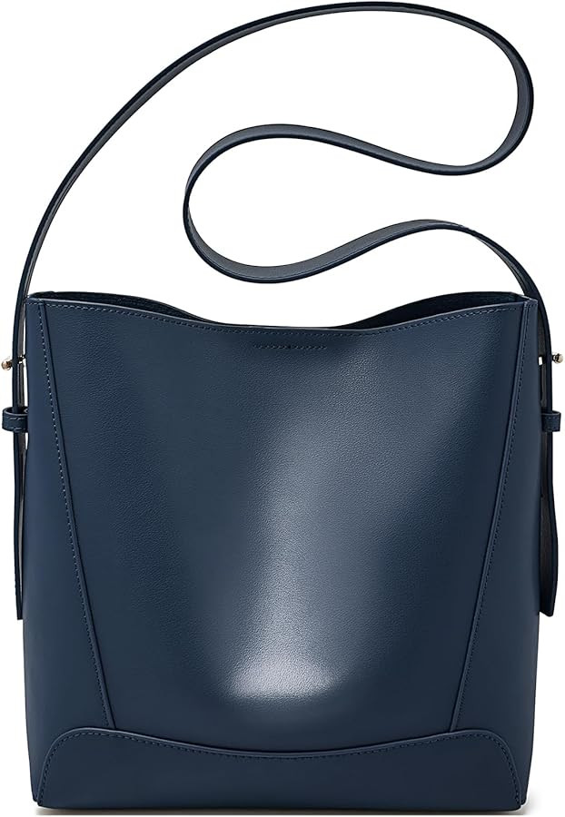 FOXLOVER Minimalism Leather Bucket Hobo Shoulder Bag for Women Small Lady Tote Handbag Purse | Amazon (US)
