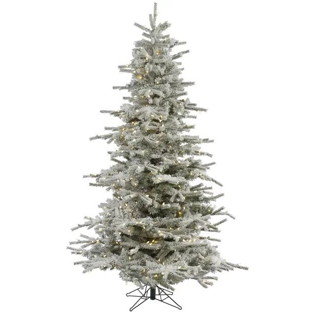 Vickerman Pre-Lit 6.5' Flocked Sierra Artificial Christmas Tree, LED, Warm White Lights - Walmart... | Walmart (US)