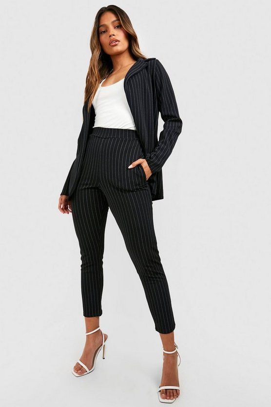 Pinstripe Tailored Blazer And Pants Two-Piece Suit | Boohoo.com (US & CA)