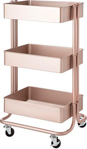 Darice 3-Tier Metal Rolling Rose Gold, 30 inches Storage Cart | Amazon (US)