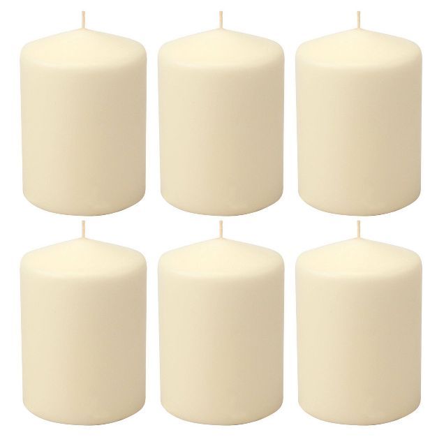 6pk Pillar Candles Ivory - Stonebriar Collection | Target