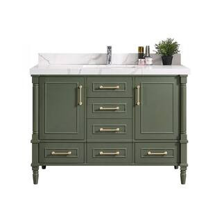 Willow Collections Hudson 42 in. W x 22 in. D x 36 in. H Bath Vanity in Pewter Green with 2 in. C... | The Home Depot