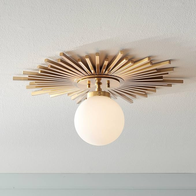Possini Euro Design Hazel Modern Close to Ceiling Light Semi Flush Mount Fixture 24" Wide Warm Br... | Amazon (US)