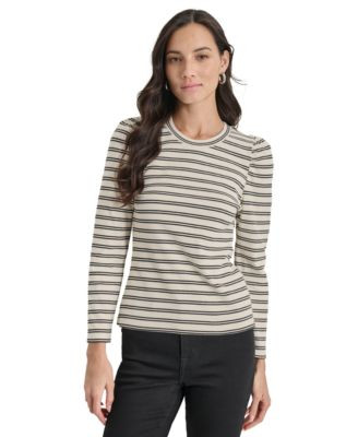 DKNY Jeans Women's Striped Long-Sleeve Crewneck Top  - Macy's | Macy's