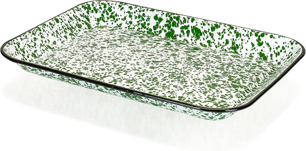Red Co. 13.5” x 10” Enamelware Metal Classic 1.6-Quart Rectangular Serving Tray, Dark Green M... | Amazon (US)