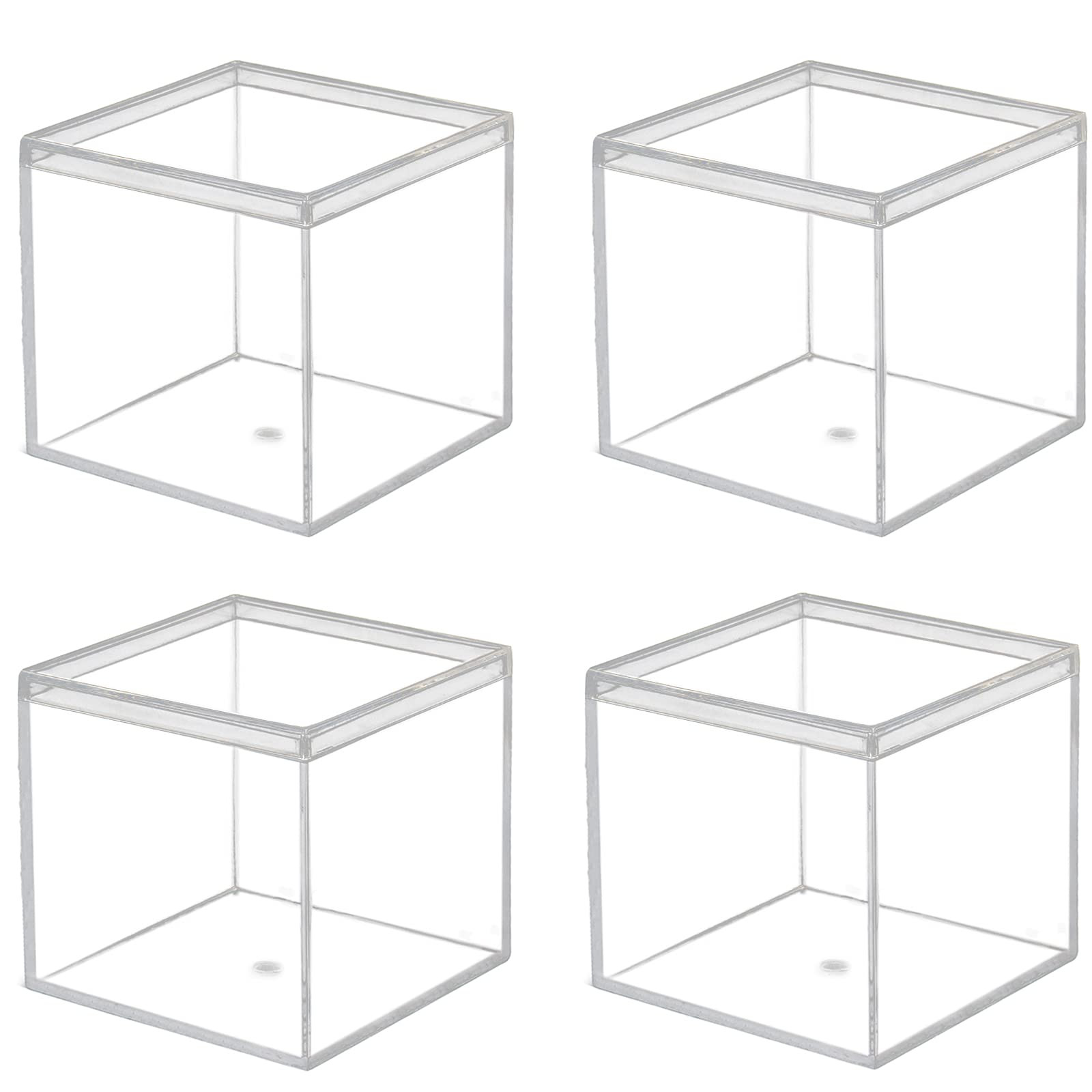 dedoot Clear Acrylic Box with Lid, 4 Pack 4x4x4 inches Clear Plastic Box for Organize, Acrylic Cu... | Amazon (US)
