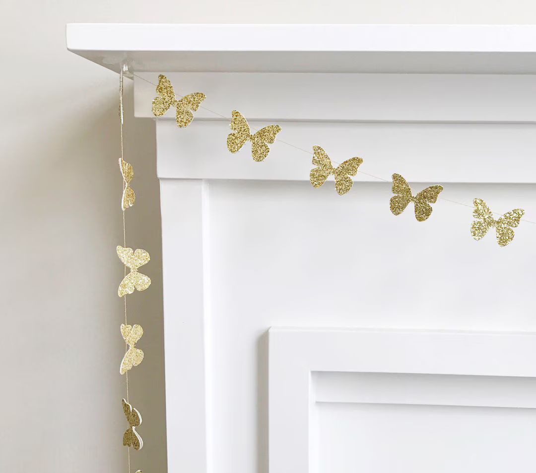 PRE-ORDER *** Custom Mini Double Sided Glitter Paper Butterfly Banner, Garland | Etsy (US)