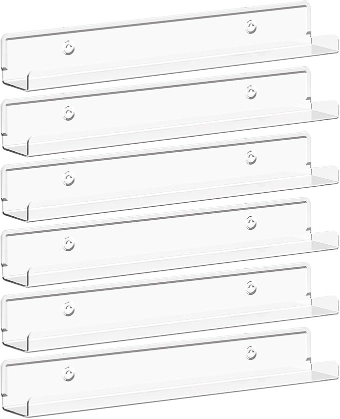 Lifewit Floating Shelves for Vinyl Record, 6 Pack 12" Clear Acrylic Wall Shelf Room Decor for Boo... | Amazon (US)