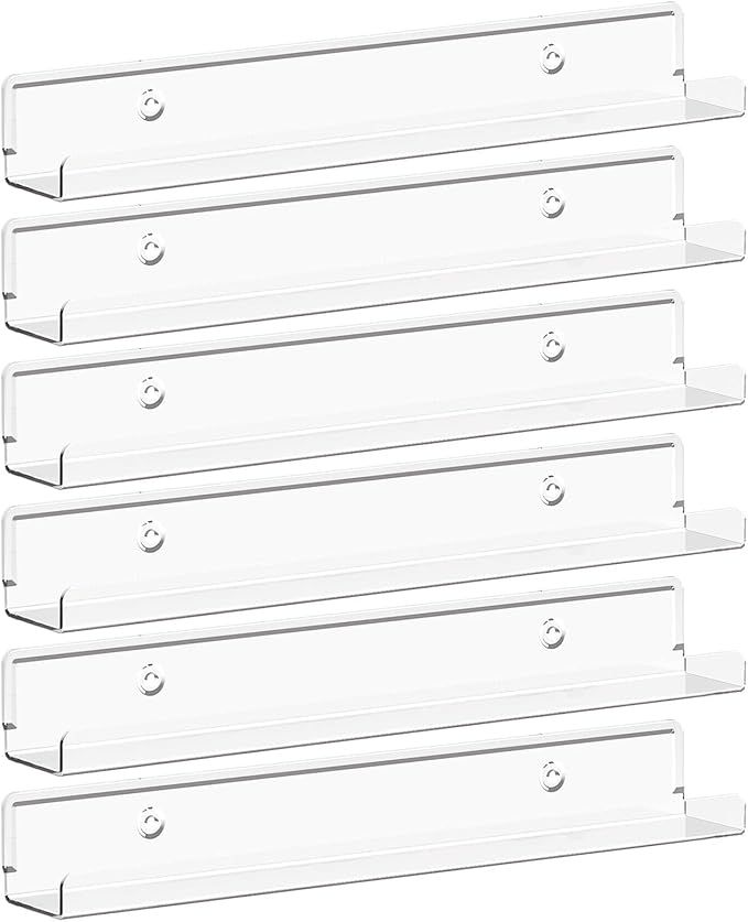 Lifewit Floating Shelves for Vinyl Record, 6 Pack 12" Clear Acrylic Wall Shelf Room Decor for Boo... | Amazon (US)