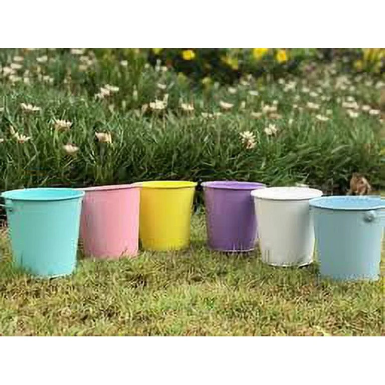 Colored Small Metal Buckets - 3-Pack Colorful Tin Pails with Handles, Small-Sized for The Beach, ... | Walmart (US)