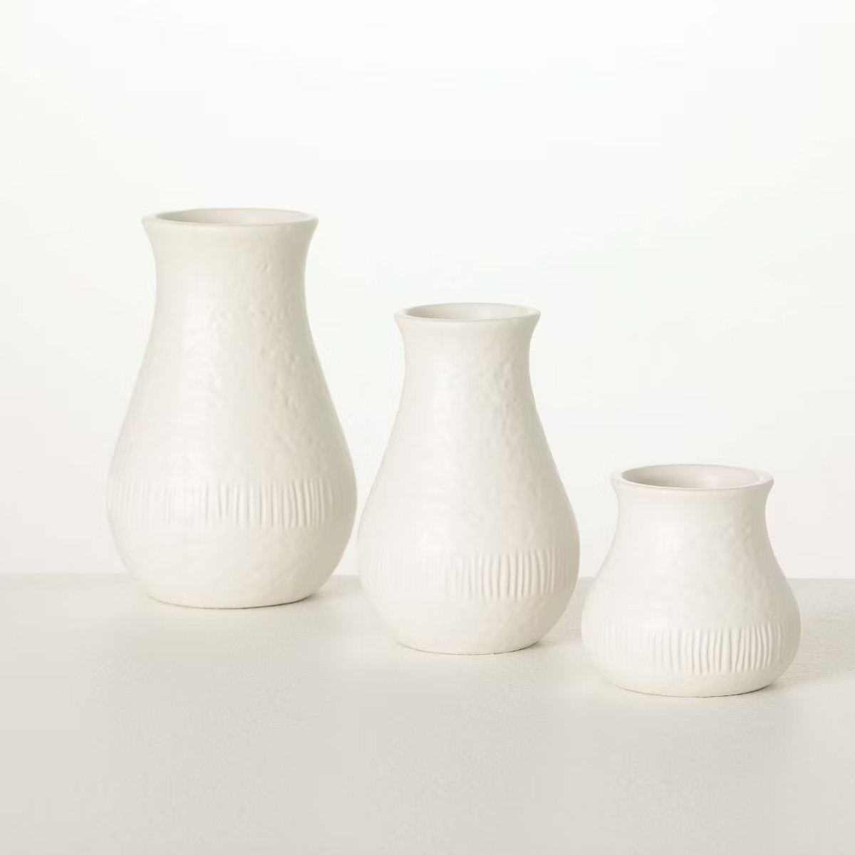 Sullivans 3", 5" & 6" White Chiffon Stone Vase - Set of 3 | Target