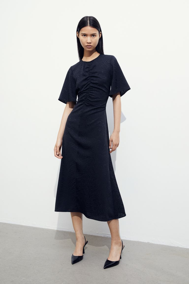 Gathered-detail Dress - Black/patterned - Ladies | H&M US | H&M (US + CA)