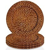 ChargeIt by Jay Ch, Charge it by Jay Harvest Round Rattan Charger Plate - Set of 4, brown | Amazon (US)