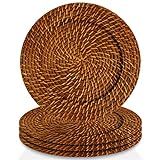 ChargeIt by Jay Ch, Charge it by Jay Harvest Round Rattan Charger Plate - Set of 4, brown | Amazon (US)