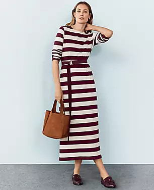 AT Weekend Striped Knit Column Midi Dress | Ann Taylor (US)