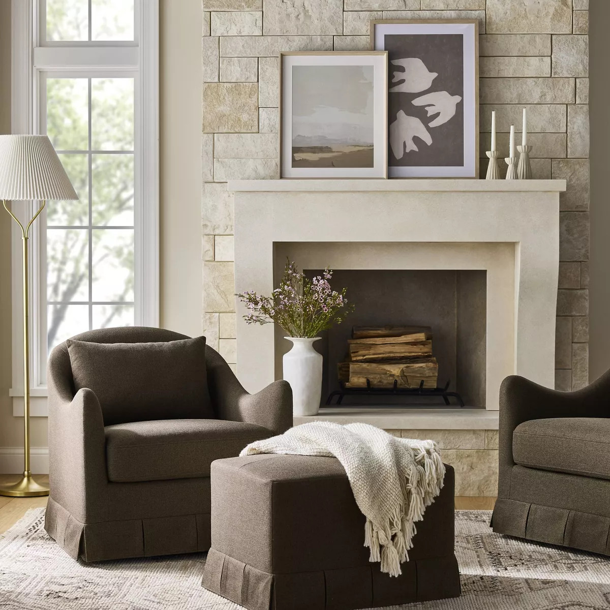 Box Pleat Upholstered Ottoman - Threshold™ designed with Studio McGee | Target