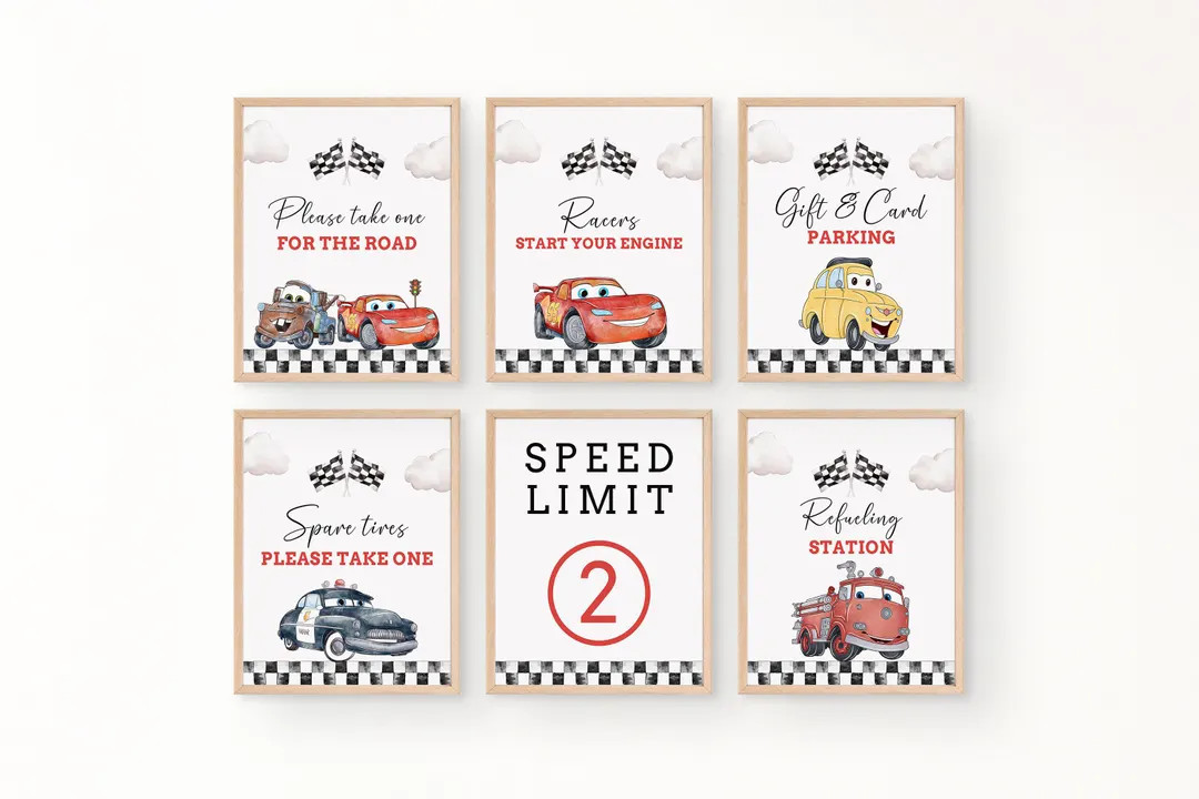 Editable Cars Party Signs, Cars Birthday Food Drink Signs, Car Party Favors & Gifts Sign, Lightni... | Etsy (US)