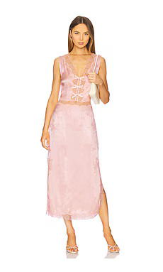 LPA Daphne Midi Dress in Light Pink from Revolve.com | Revolve Clothing (Global)