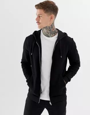 ASOS DESIGN zip up hoodie in black | ASOS UK