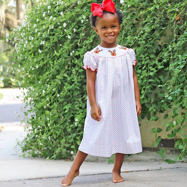 Reindeer Cheer Smocked Bishop Dress | Classic Whimsy