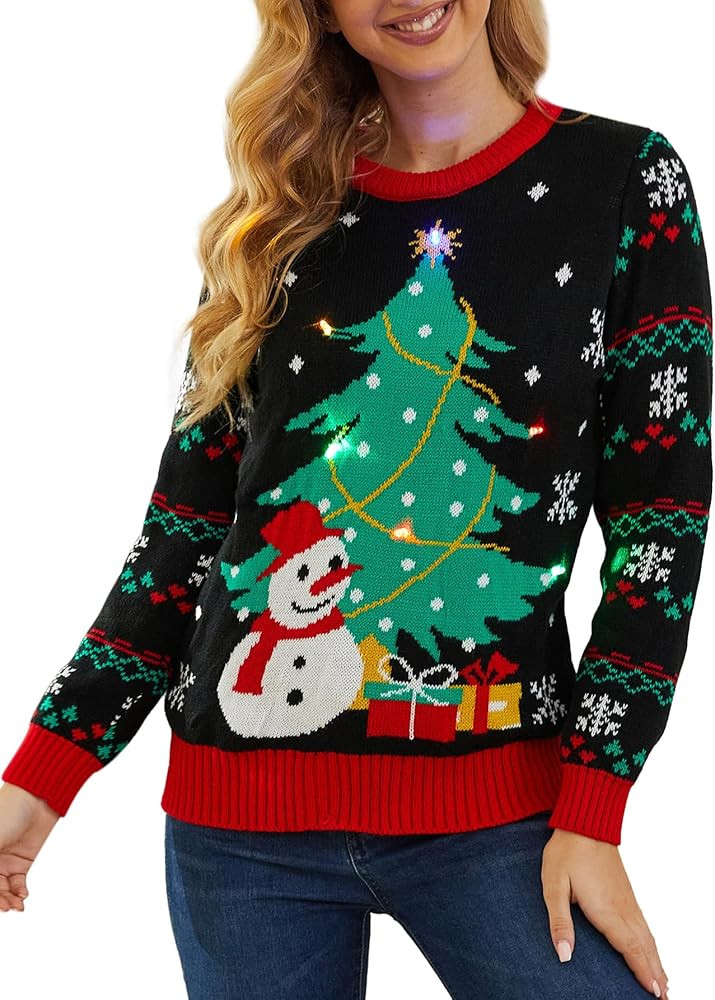 YIJIU Ugly Christmas Sweaters for Women Holiday Funny Novelty Reindeer Long Sleeve Knitted Pullov... | Amazon (US)