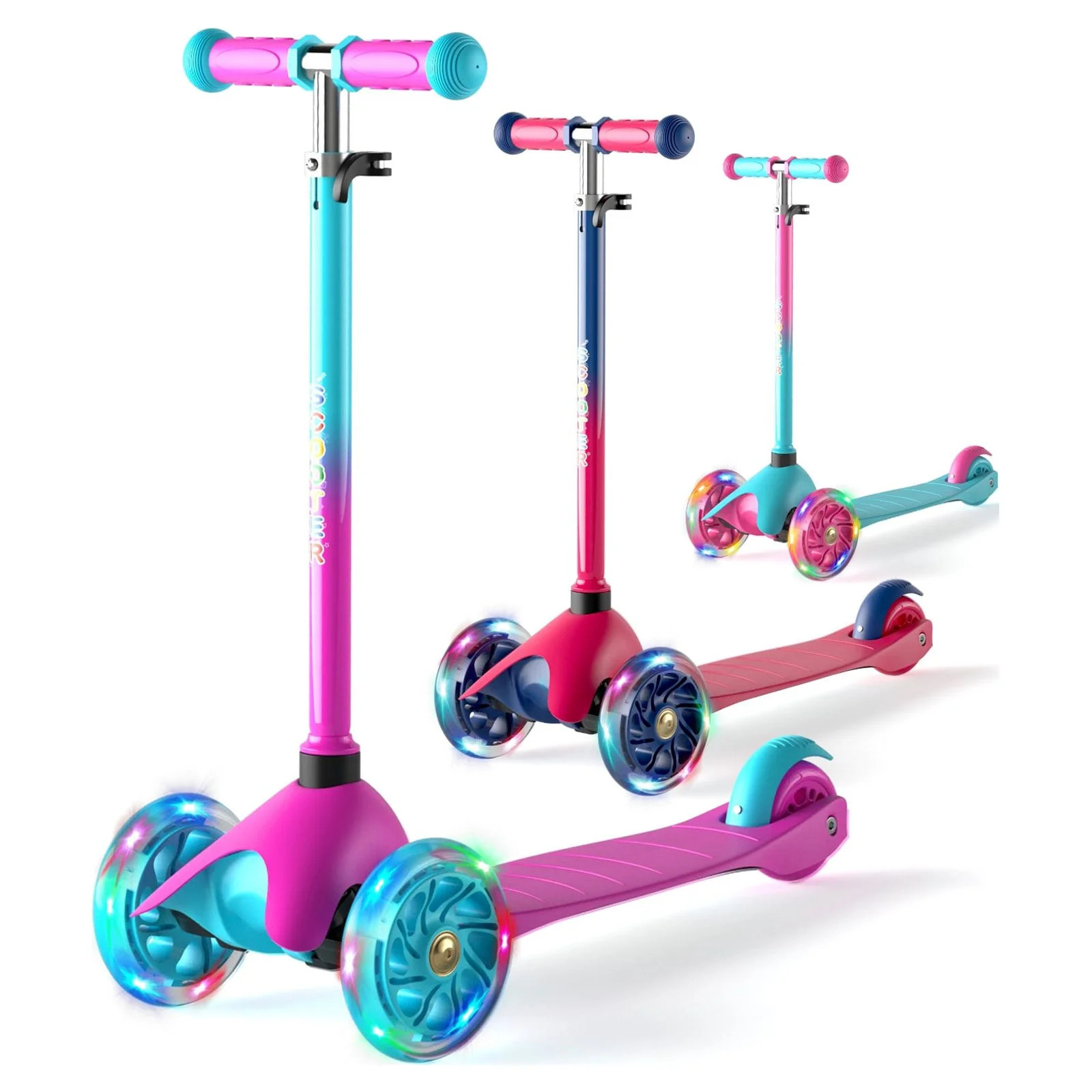 XJD Kids Scooter Kick Scooter 3 Wheel Adjustable Height Light up LED Wheels for Kids Boys Girls A... | Walmart (US)