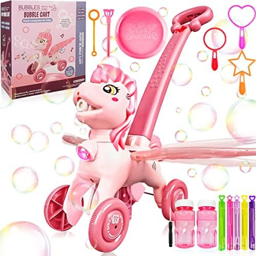 Bubble Machine Blower Blaster Lawn Mower Maker Pink Toy Portable Handheld Automatic Electric Outdoor | Amazon (US)
