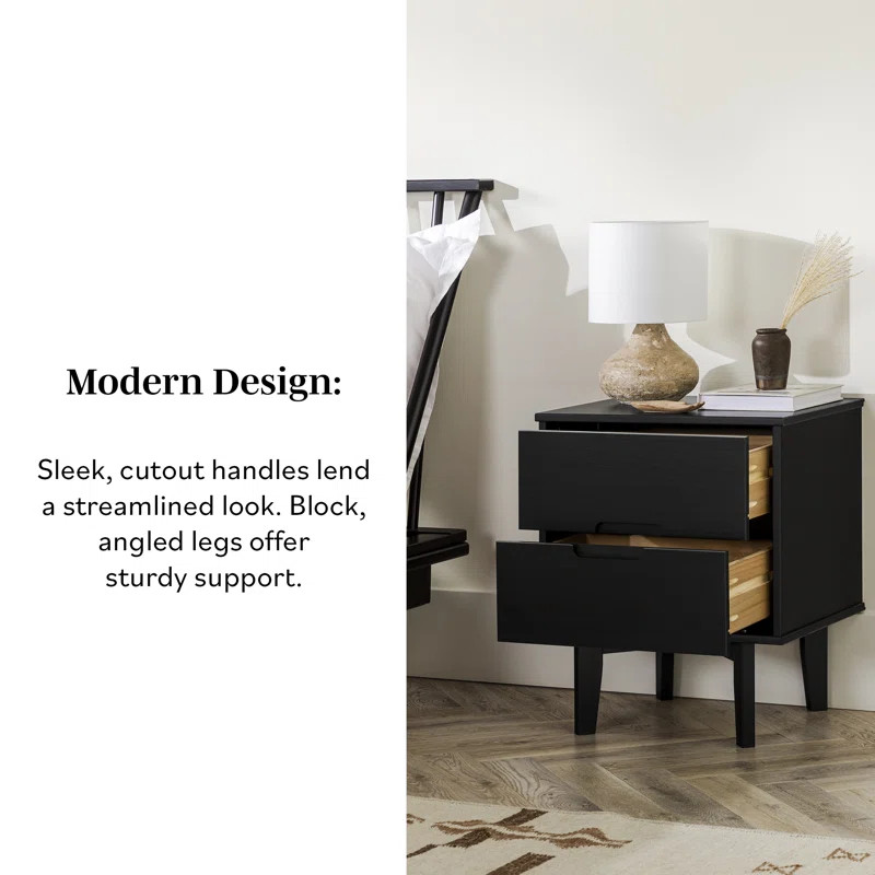 Mags Solid Wood Groove 2-Drawer Nightstand | Wayfair North America