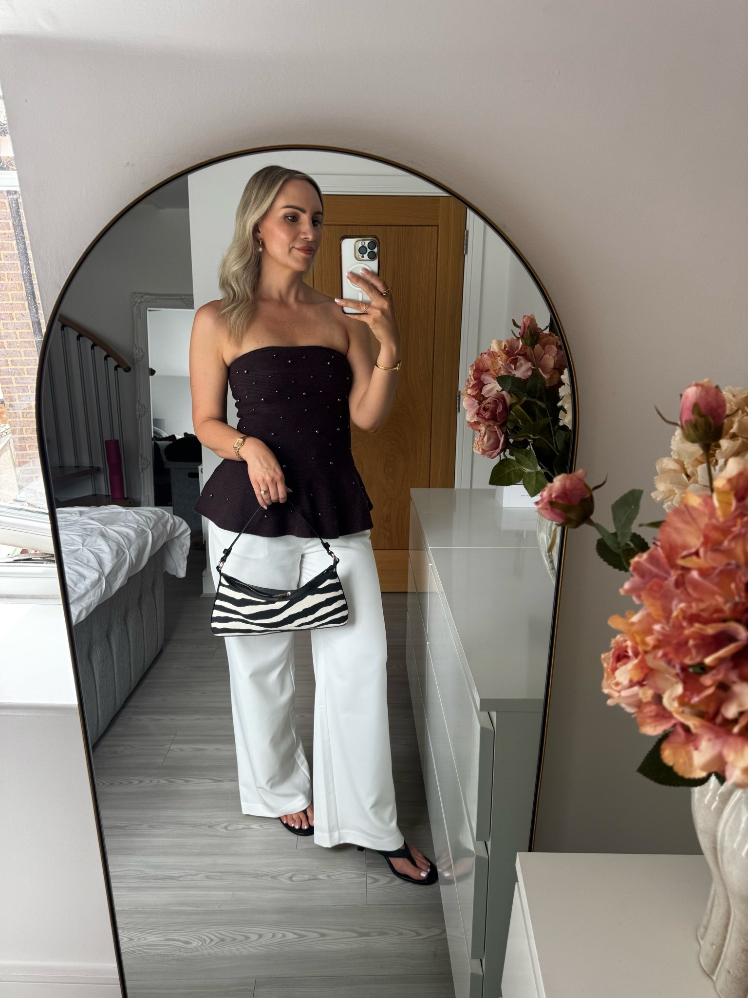 A summer date night outfit idea 🤍

White trousers - medium 
Peplum top - small but would order a medium if ordering again

#LTKsummer #LTKstyletip #LTKbag