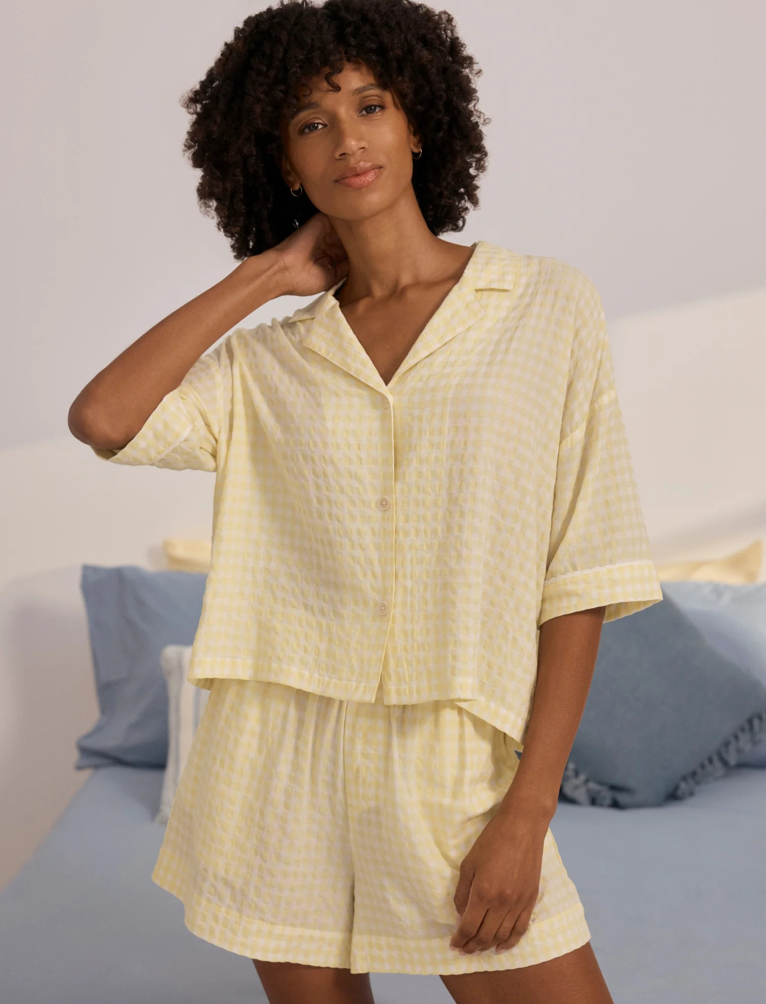 Seersucker Gingham Boxer PJ Set | Papinelle Sleepwear US