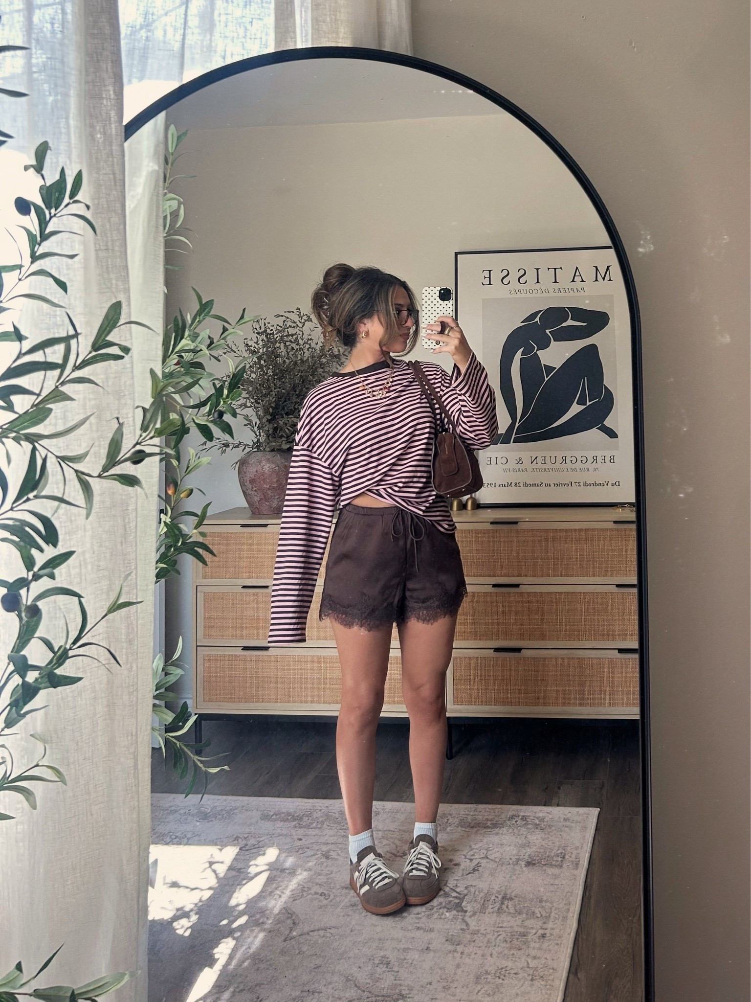 Striped top lace shorts outfit

#LTKootd