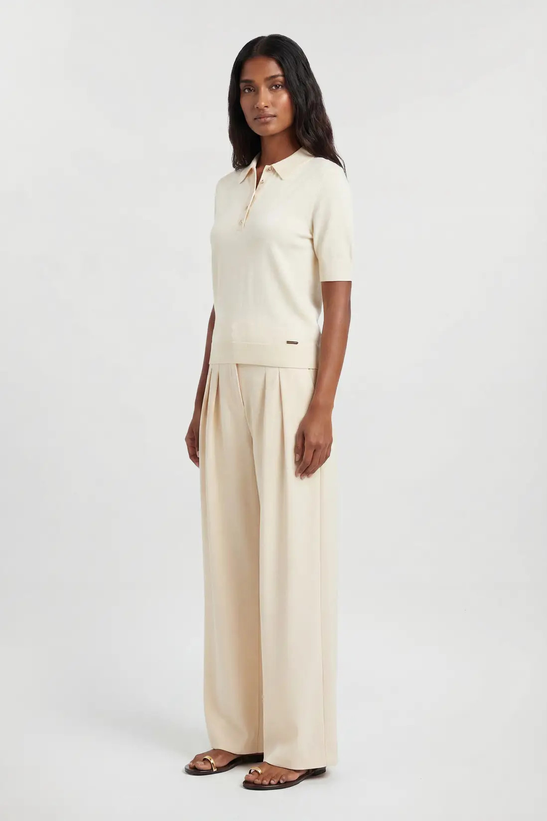 Forever Viscose Blend Collared Polo Top | Karen Millen