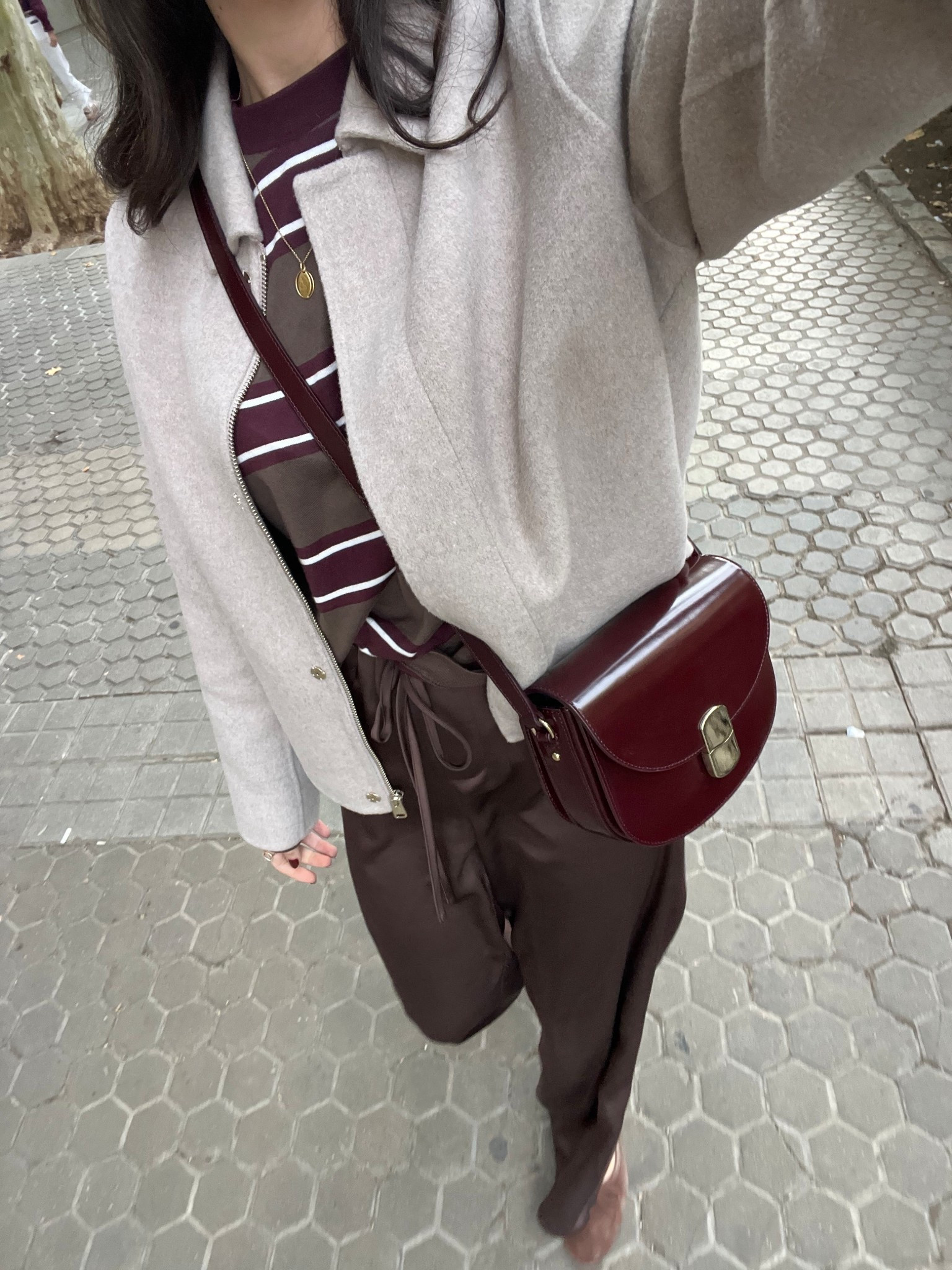 Autumn in seville, forever new, satin trousers, sezane bag, pretty lavish, burgundy and brown 

#LTKeurope #LTKautumn #LTKpetite
