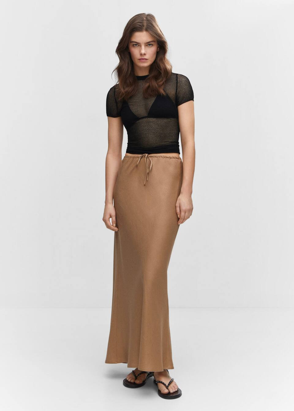 Tie long skirt | MANGO (US)
