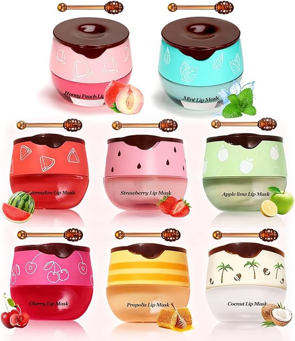 Honey Lip Balm, Strawbemy Apple Watermelon Cherries, Coconuts, Peaches, Grapes, Mint Lip Mask, Mo... | Amazon (US)