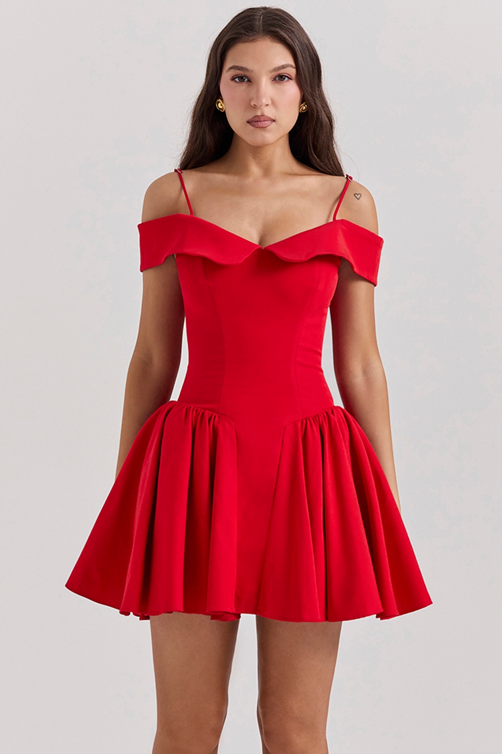 scarlet off shoulder mini dress | House of CB
