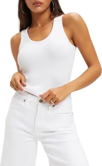 Good American Fitted Rib Scoop Neck Tank | Nordstrom | Nordstrom