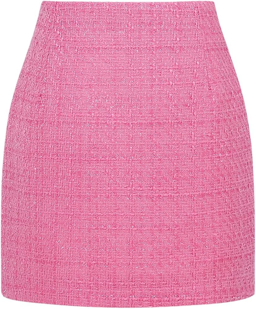 Kinghua Womens Wool Plaid Mini Skirt Fall Winter High Waisted Bodycon Pencil Skirt | Amazon (US)