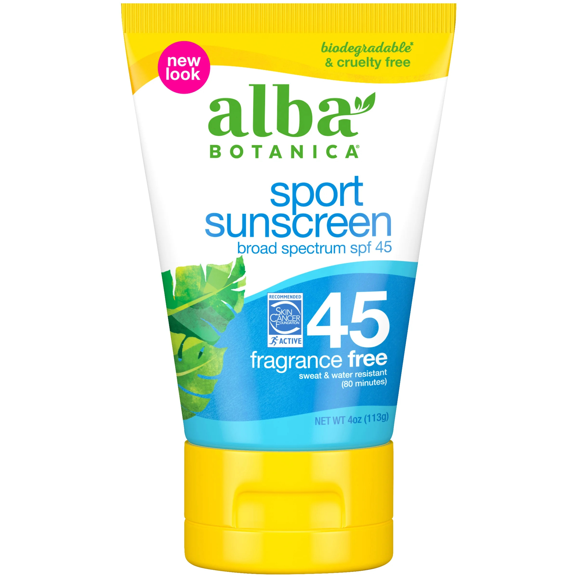 Alba Botanica Sport Sunscreen Lotion SPF 45, Fragrance Free, 4 oz. | Walmart (US)