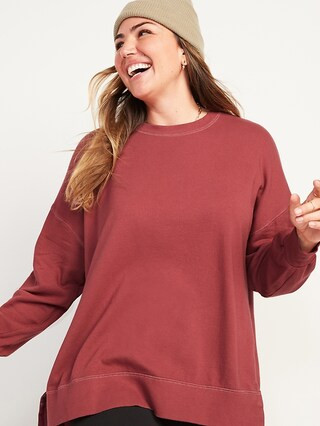 Vintage Long-Sleeve Garment-Dyed French-Terry Tunic Sweatshirt for Women | Old Navy (US)