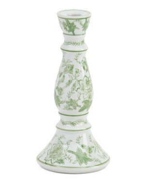 10in Floral Ceramic Taper Candle Holder | Furniture & Lighting | Marshalls | Marshalls