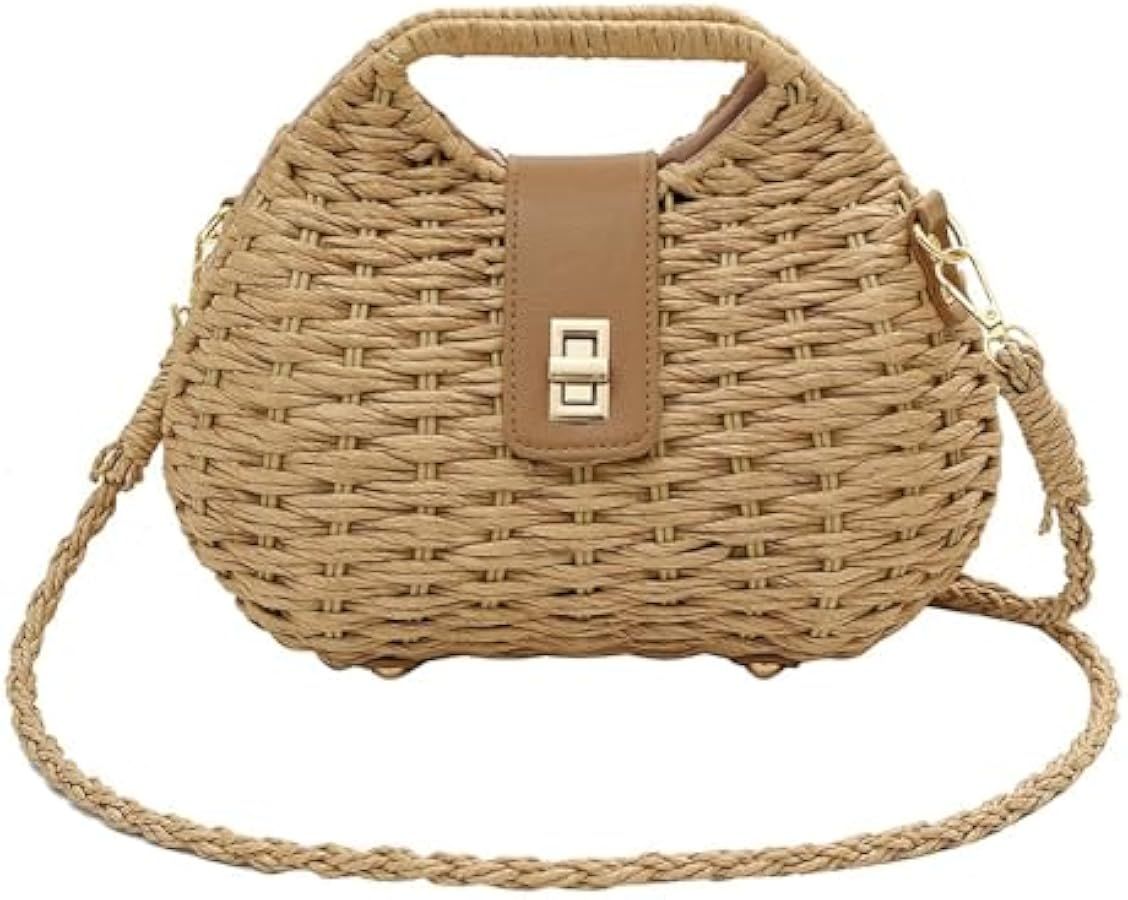 Summer Straw Bag for Women Beach Crossbody Clutch Bags Rattan Hand-woven Top-handle Handbag 2024 | Amazon (US)
